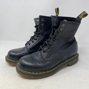 Dr Doc Martens Zavala 7 Womens 6 Black Air Smooth‎ Leather Combat Boots Patent